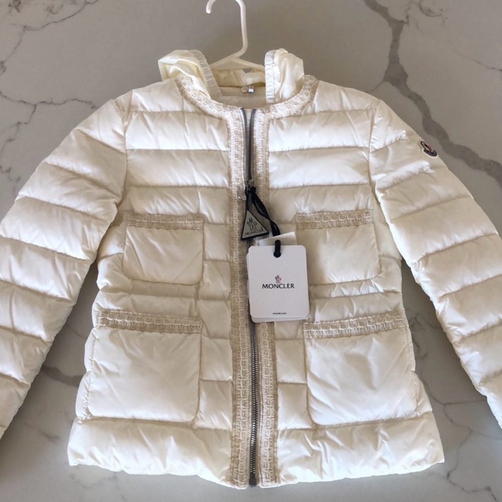 Moncler Jr Girls White Puffer Jacket cream 1A10110C0250034CITRON